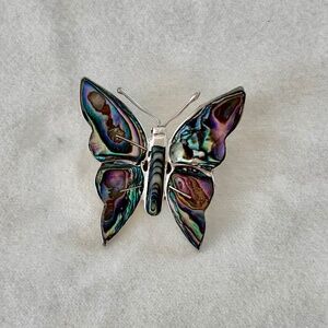 VINTAGE STERLING AND ABALONE BUTTERFLY BROOCH